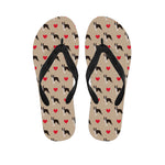 Boston Terrier Heart Pattern Print Flip Flops