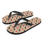 Boston Terrier Heart Pattern Print Flip Flops