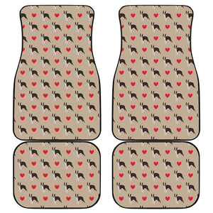 Boston Terrier Heart Pattern Print Front and Back Car Floor Mats