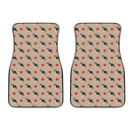 Boston Terrier Heart Pattern Print Front Car Floor Mats