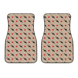 Boston Terrier Heart Pattern Print Front Car Floor Mats