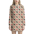 Boston Terrier Heart Pattern Print Pullover Hoodie Dress