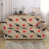 Boston Terrier Heart Pattern Print Loveseat Slipcover