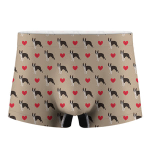 Boston Terrier Heart Pattern Print Men's Boxer Briefs