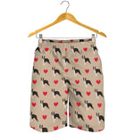 Boston Terrier Heart Pattern Print Men's Shorts