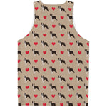 Boston Terrier Heart Pattern Print Men's Tank Top