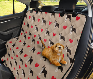 Boston Terrier Heart Pattern Print Pet Car Back Seat Cover