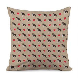 Boston Terrier Heart Pattern Print Pillow Cover