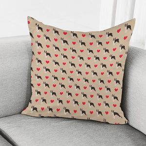 Boston Terrier Heart Pattern Print Pillow Cover