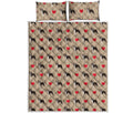 Boston Terrier Heart Pattern Print Quilt Bed Set