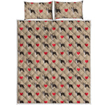 Boston Terrier Heart Pattern Print Quilt Bed Set