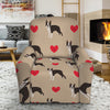 Boston Terrier Heart Pattern Print Recliner Slipcover