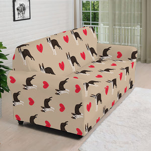 Boston Terrier Heart Pattern Print Sofa Cover