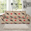 Boston Terrier Heart Pattern Print Sofa Slipcover