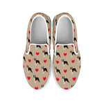 Boston Terrier Heart Pattern Print White Slip On Shoes