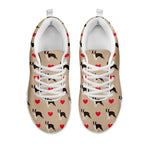 Boston Terrier Heart Pattern Print White Sneakers