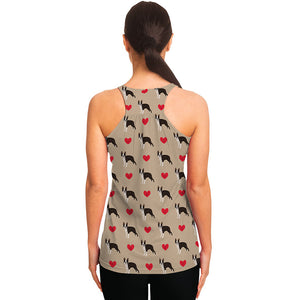 Boston Terrier Heart Pattern Print Women's Racerback Tank Top