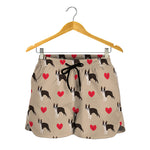 Boston Terrier Heart Pattern Print Women's Shorts