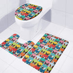 Boston Terrier Puppy Faces Print 3 Piece Bath Mat Set