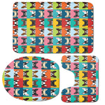 Boston Terrier Puppy Faces Print 3 Piece Bath Mat Set