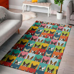 Boston Terrier Puppy Faces Print Area Rug