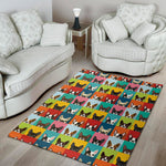 Boston Terrier Puppy Faces Print Area Rug