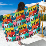 Boston Terrier Puppy Faces Print Beach Sarong Wrap