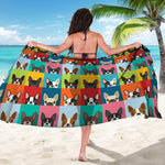 Boston Terrier Puppy Faces Print Beach Sarong Wrap