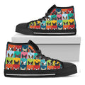 Boston Terrier Puppy Faces Print Black High Top Sneakers