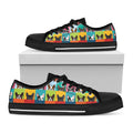 Boston Terrier Puppy Faces Print Black Low Top Sneakers