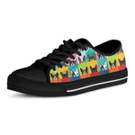 Boston Terrier Puppy Faces Print Black Low Top Shoes