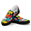 Boston Terrier Puppy Faces Print Black Slip On Sneakers