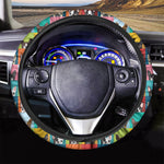 Boston Terrier Puppy Faces Print Car Steering Wheel Cover