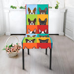 Boston Terrier Puppy Faces Print Dining Chair Slipcover