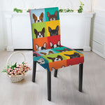 Boston Terrier Puppy Faces Print Dining Chair Slipcover