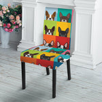 Boston Terrier Puppy Faces Print Dining Chair Slipcover