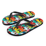 Boston Terrier Puppy Faces Print Flip Flops