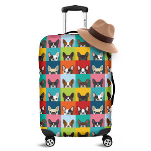 Boston Terrier Puppy Faces Print Luggage Cover