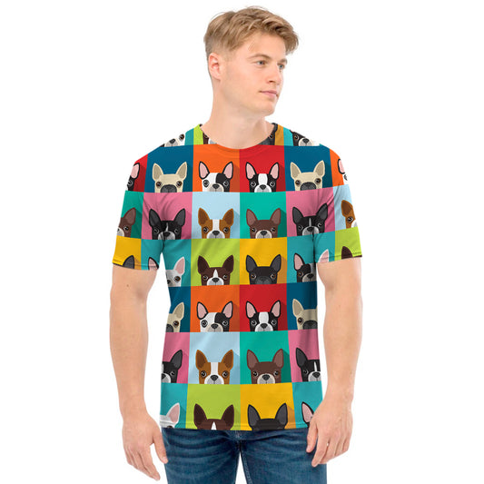 Boston Terrier Puppy Faces Print Men's T-Shirt