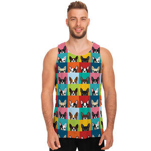 Boston Terrier Puppy Faces Print Men's Tank Top