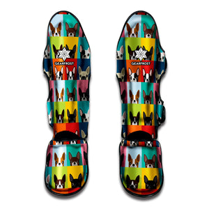 Boston Terrier Puppy Faces Print Muay Thai Shin Guard