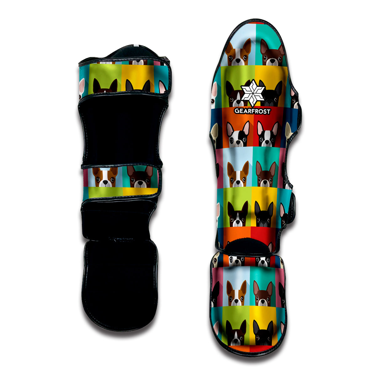 Boston Terrier Puppy Faces Print Muay Thai Shin Guard