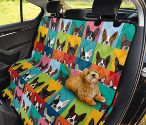 Boston Terrier Puppy Faces Print Pet Car Back Seat Cover