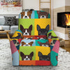 Boston Terrier Puppy Faces Print Recliner Slipcover