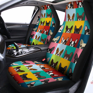 Boston Terrier Puppy Faces Print Universal Fit Car Seat Covers