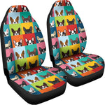 Boston Terrier Puppy Faces Print Universal Fit Car Seat Covers