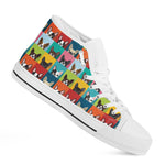 Boston Terrier Puppy Faces Print White High Top Shoes