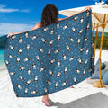 Boston Terrier With Glasses Print Beach Sarong Wrap