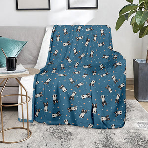 Boston Terrier With Glasses Print Blanket