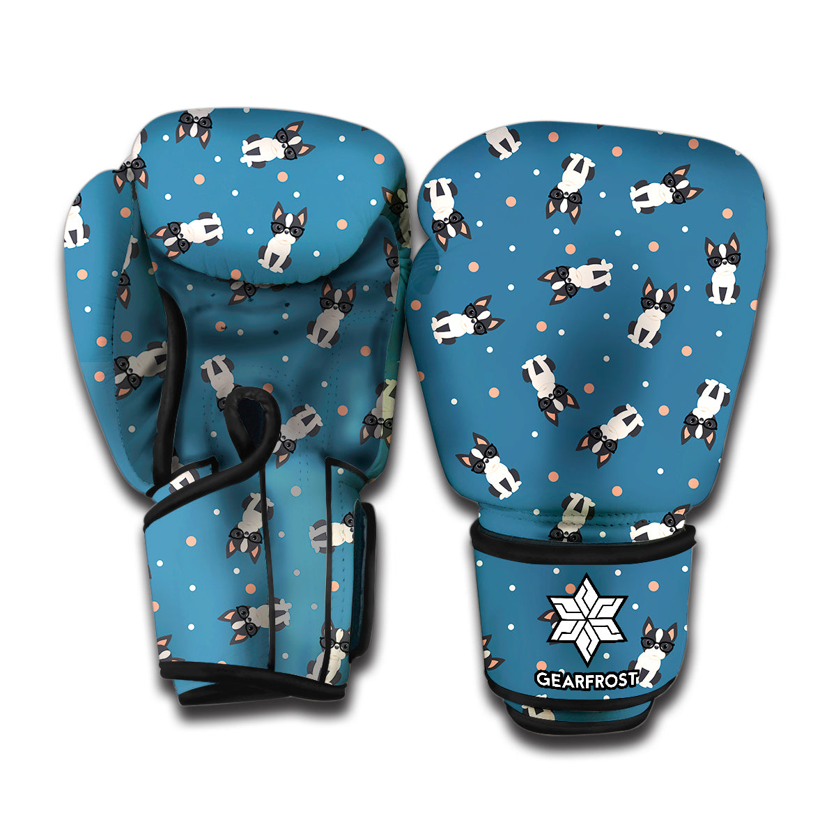 Boston Terrier With Glasses Print Boxing Gloves